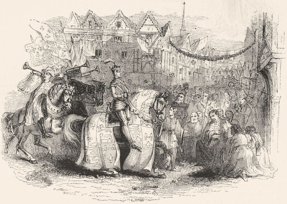 LONDON. Entry of Henry V into London 1845 old antique vintage print picture